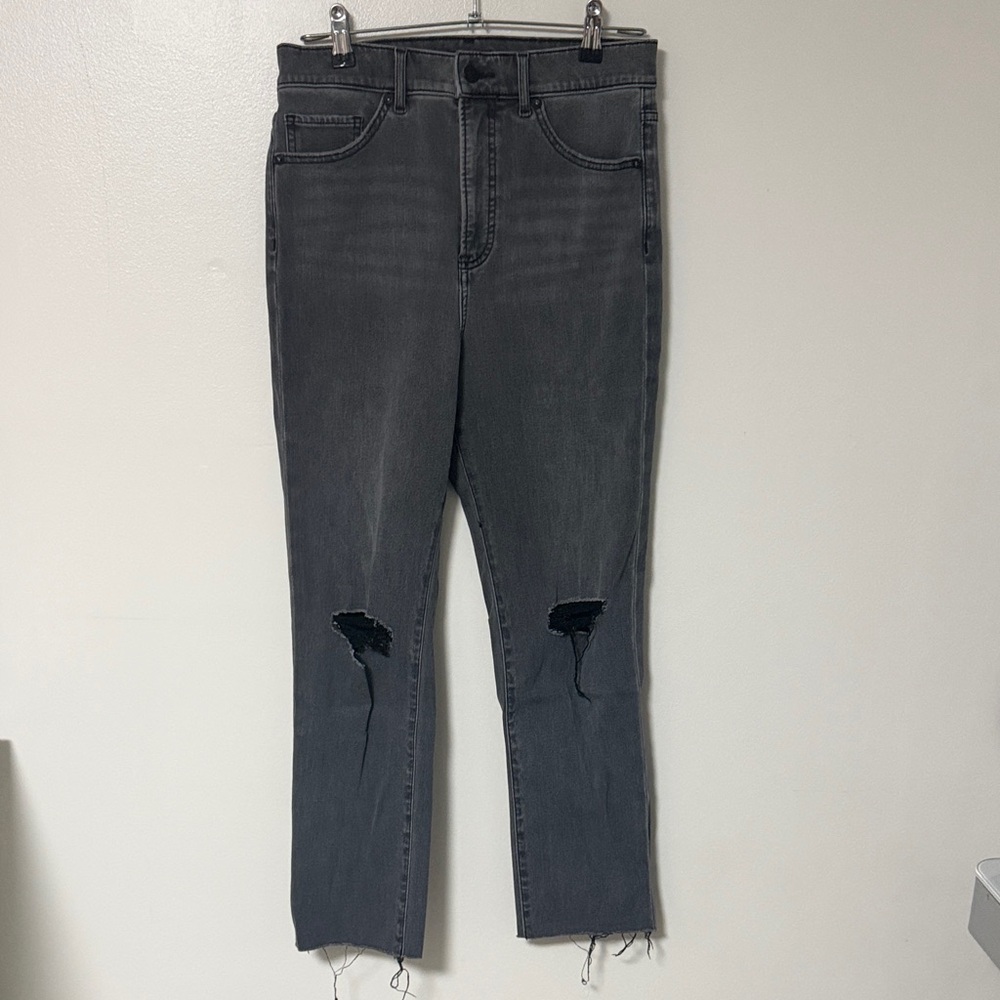Express Charcoal Distressed Cropped Jeans